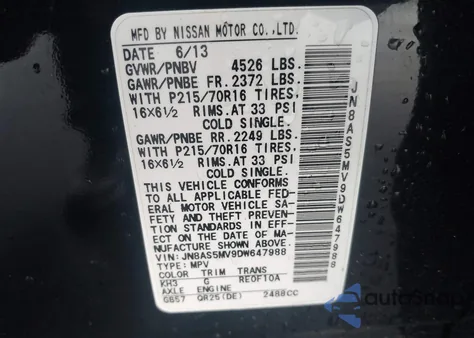 2013 Nissan Rogue S z USA, uszkodzony, nr VIN JN8AS5MV9DW647988